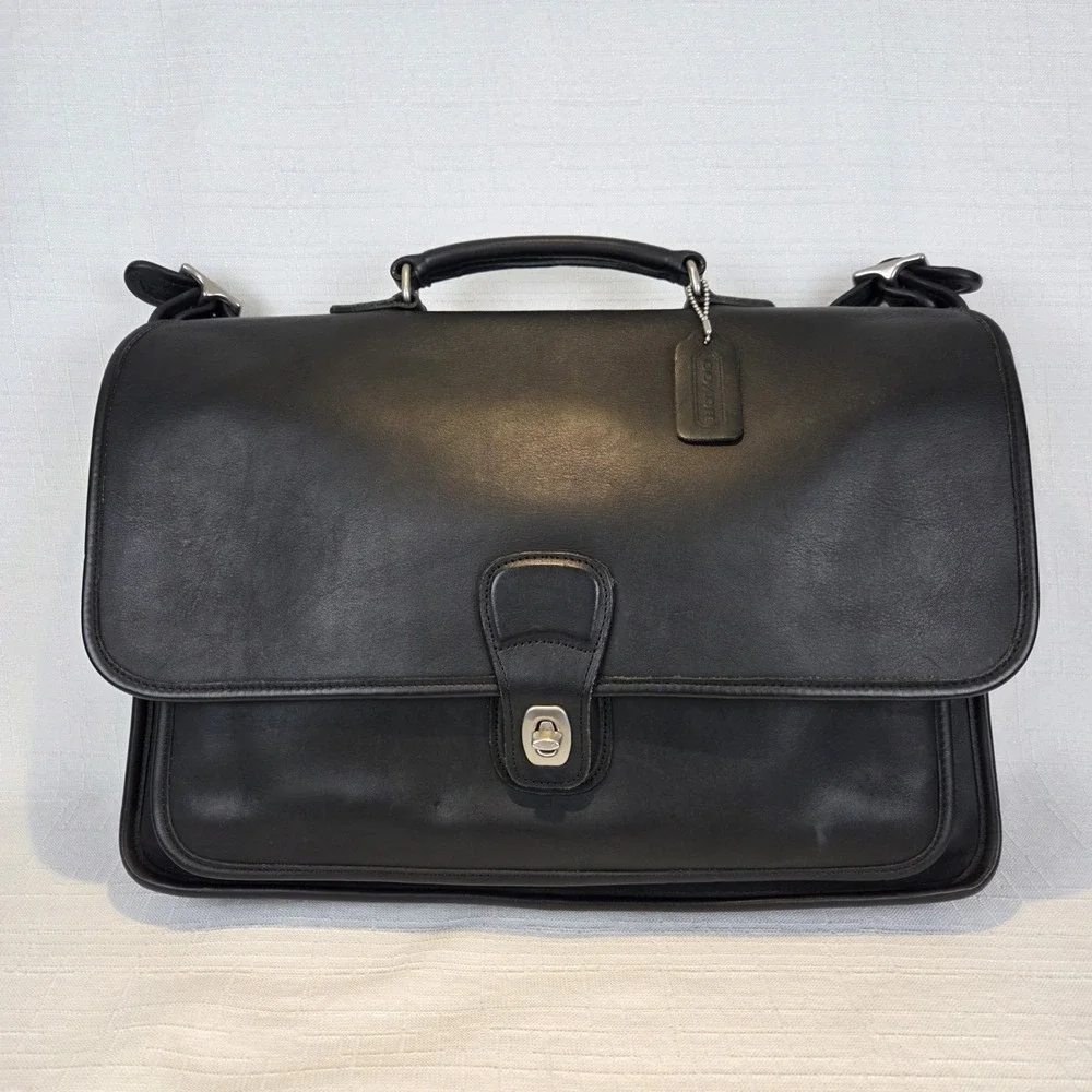 Coach Vintage Black Metropolitan Messenger Bag Leather Briefcase Authentic #5180